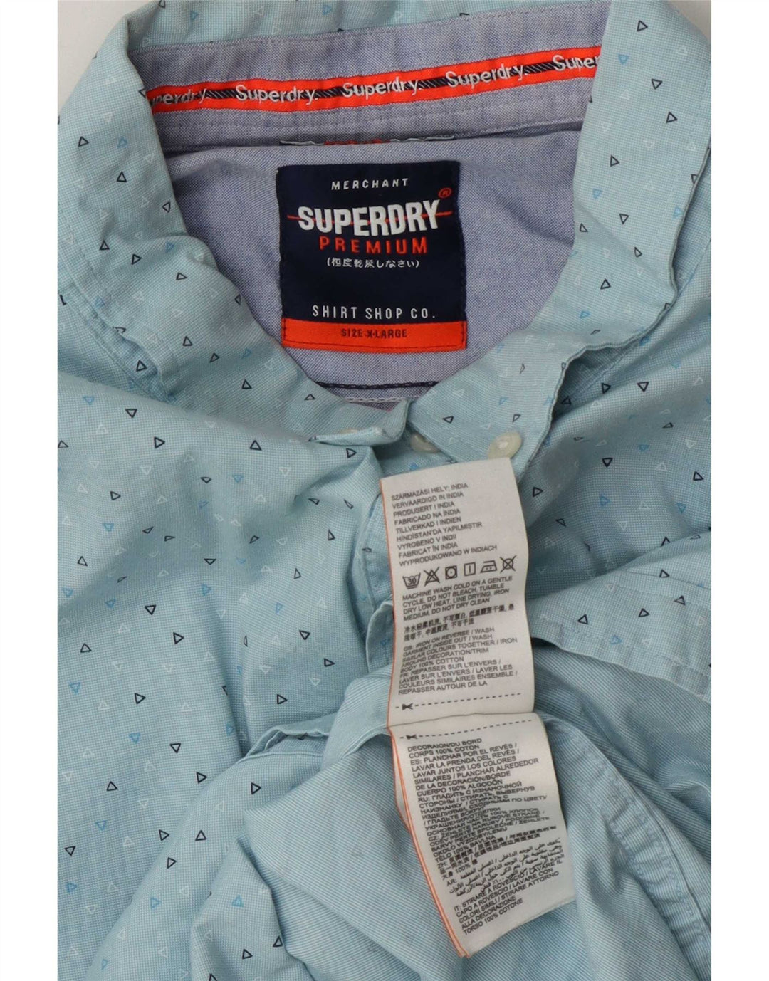 Camicia da uomo Superdry XL in cotone geometrico blu