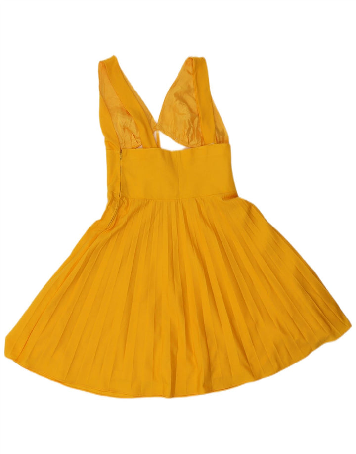 Abito vintage da donna senza maniche a trapezio IT 46 grande giallo