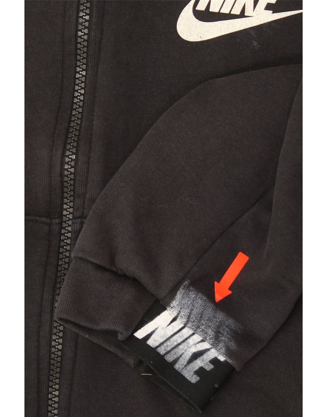 Maglione con cappuccio e zip grafica da uomo NIKE grande in cotone nero