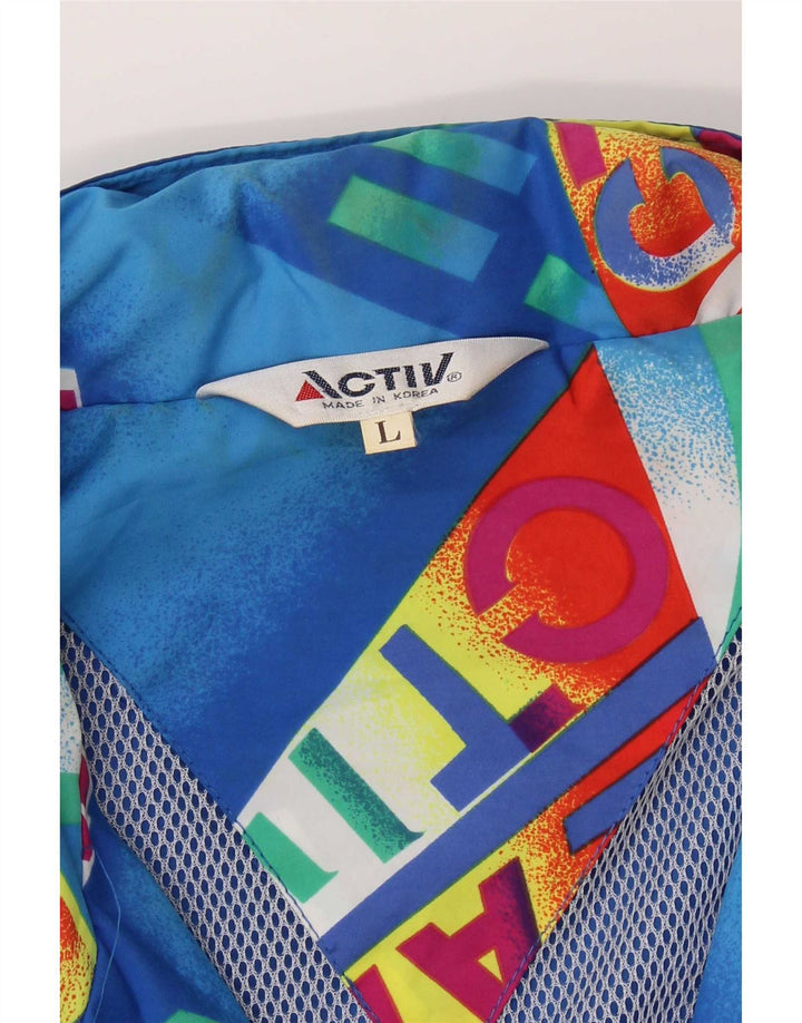 Giubbotto bomber con cappuccio grafico da uomo Active UK 40 Large Blue Colourblock
