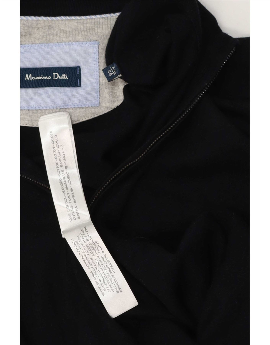 Maglione maglione da uomo con zip e collo Massimo Dutti 2XL cotone nero