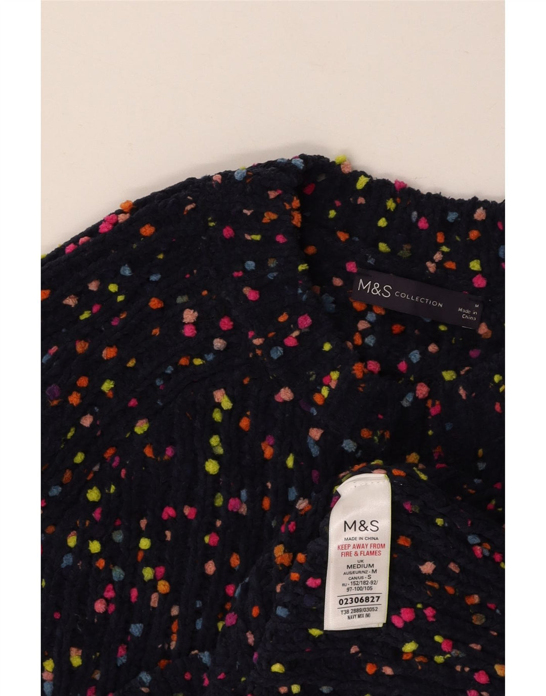 MARKS & SPENCER Maglione maglione girocollo da donna UK 12 Medio Blu navy