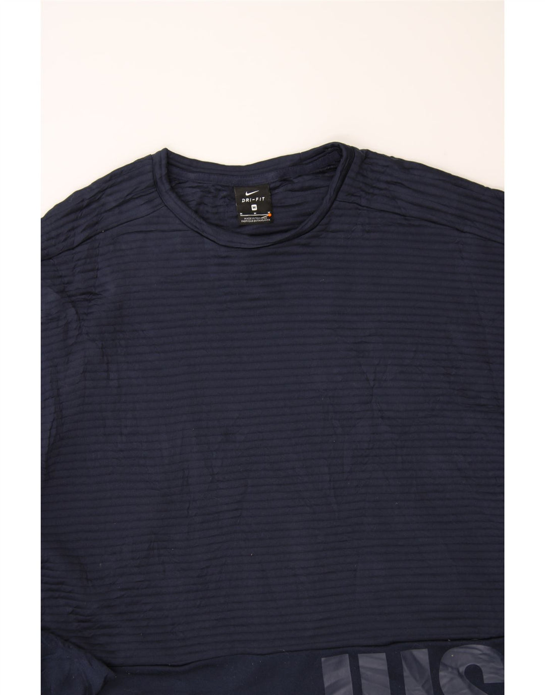 NIKE Womens Dri Fit Graphic Sweatshirt Jumper UK 14 Medium Navy Blue Vintage Nike and Second-Hand Nike from Messina Hembry 