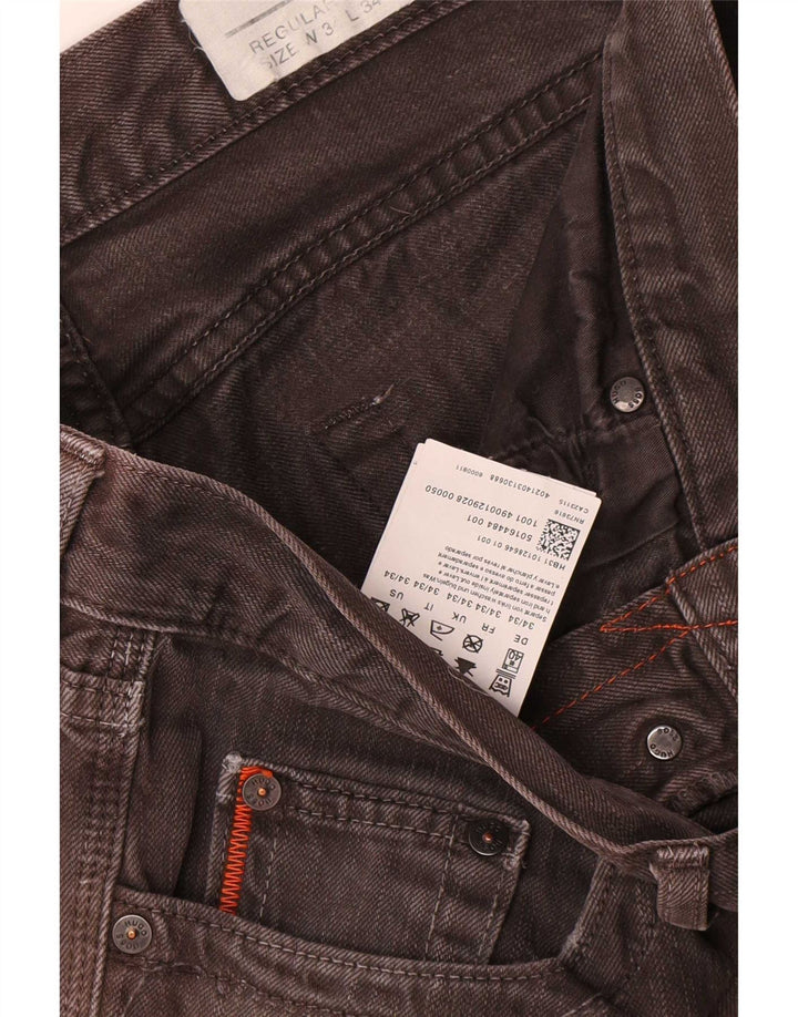 Jeans dritti da uomo vestibilità regolare Hugo Boss W34 L33 cotone marrone