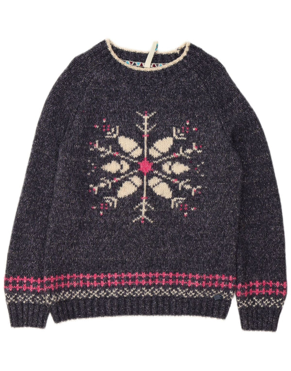 Maglione maglione con scollo a barca da donna Weird Fish UK 12 Medio Blu navy Fair Isle