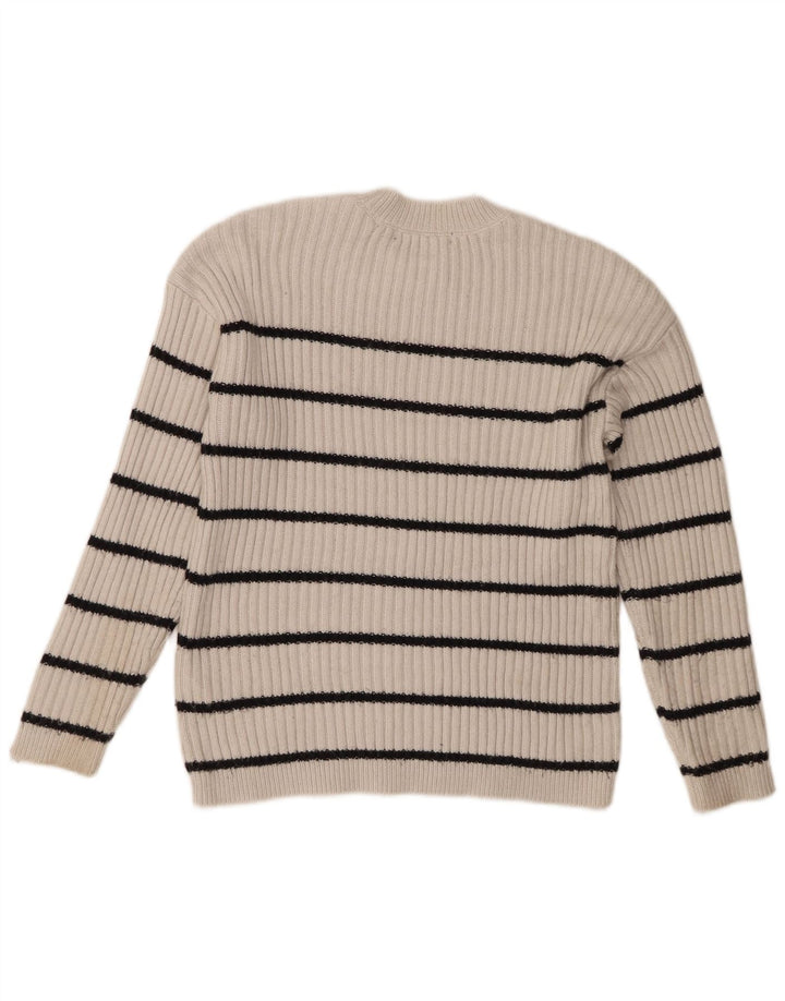Maglione maglione girocollo da donna Marks & Spencer UK 10 piccolo a righe bianche