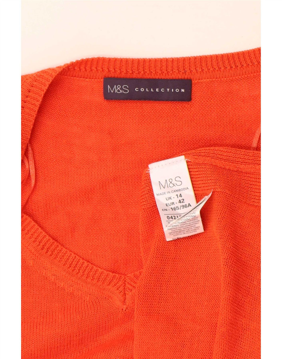 Maglione oversize con scollo a V da donna Marks & Spencer UK 14 Large Arancione
