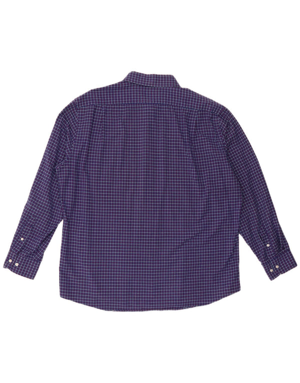 Camicia da uomo aderente in flanella Dockers taglia 17 1/2 XL cotone a quadri blu navy