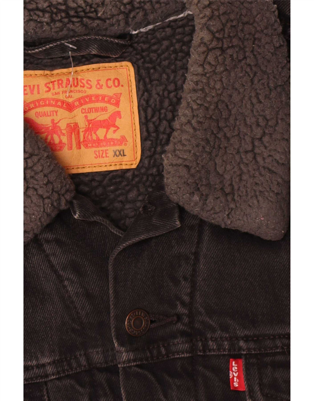 Giacca Levi's da uomo in denim sherpa UK 44 2XL cotone nero