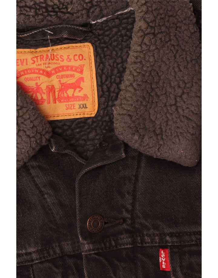 Giacca Levi's da uomo in denim sherpa UK 44 2XL cotone nero
