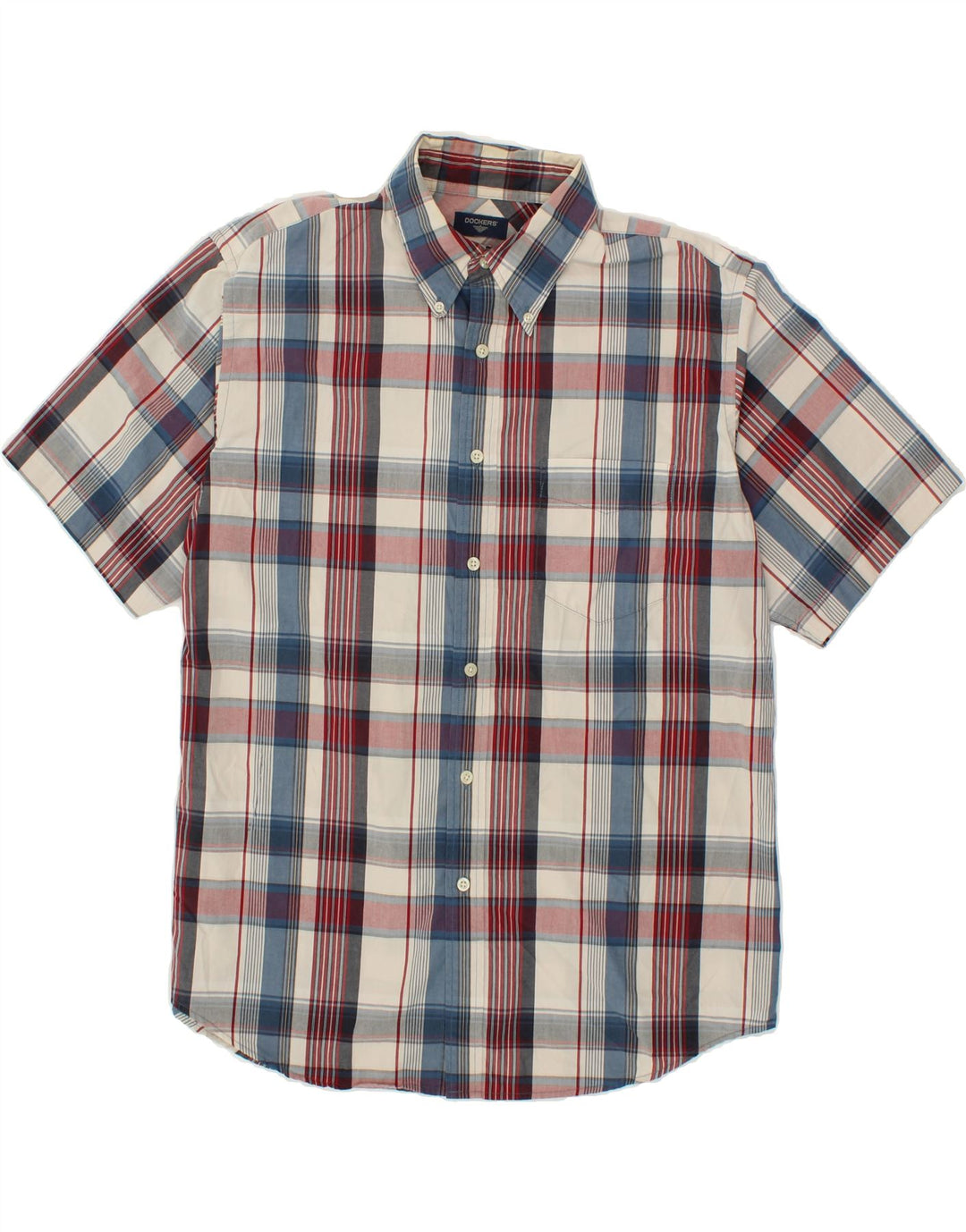 DOCKERS Mens Short Sleeve Shirt Large Multicoloured Check Cotton Vintage Dockers and Second-Hand Dockers from Messina Hembry 