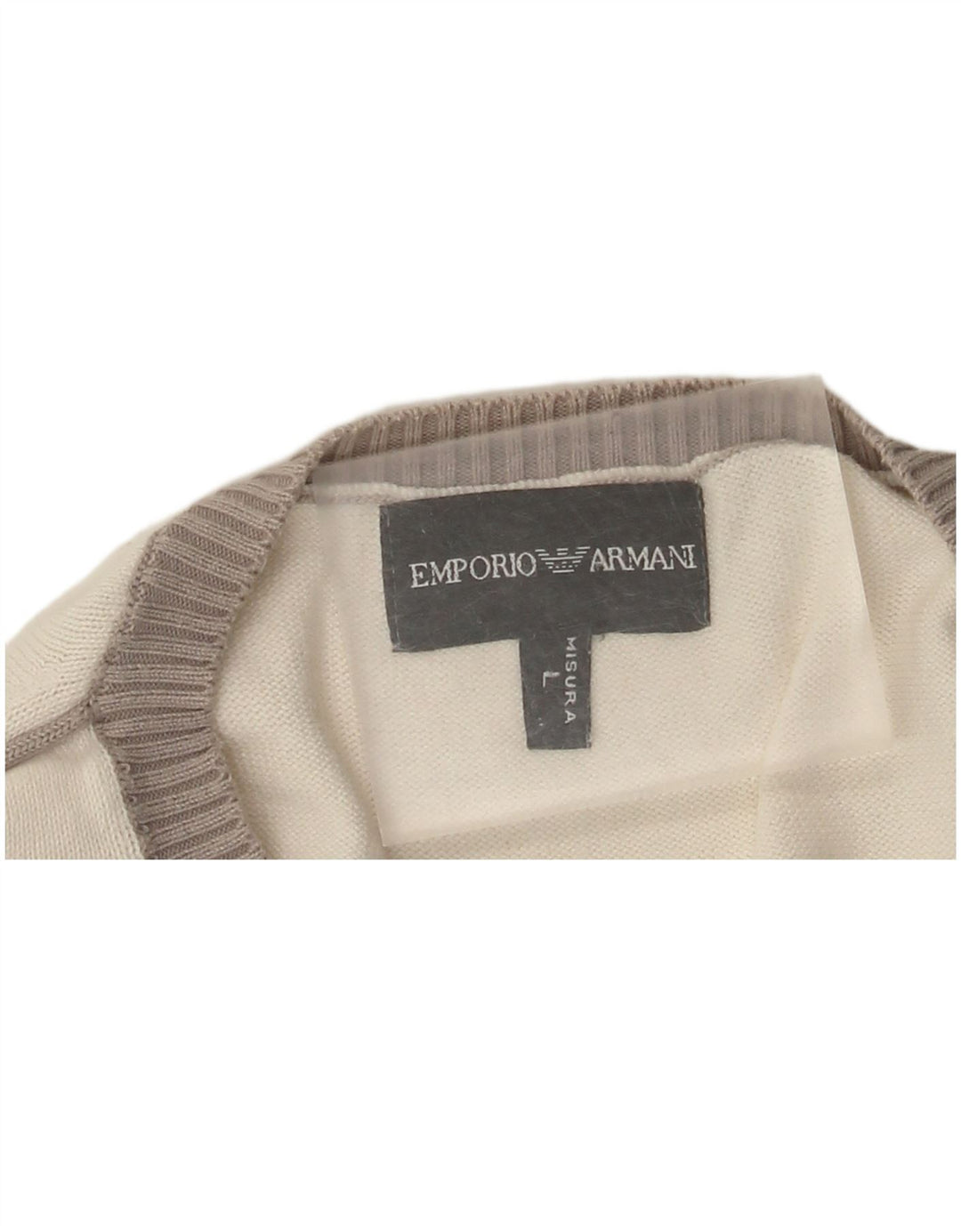 Maglione da uomo con scollo a V Emporio Armani grande bianco