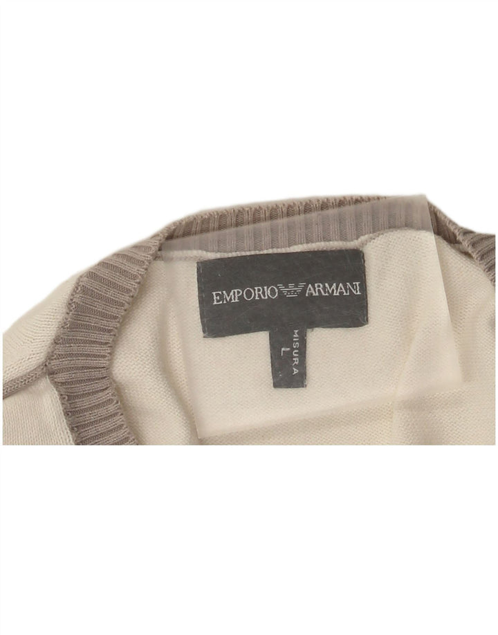 Maglione da uomo con scollo a V Emporio Armani grande bianco