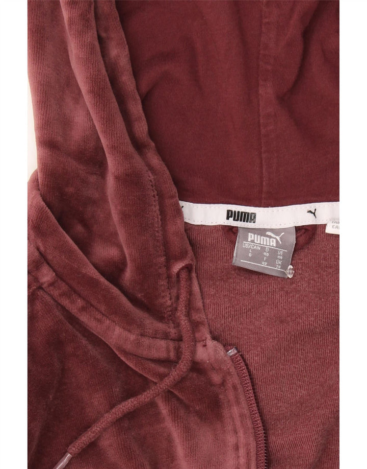 PUMA Womens Zip Hoodie Sweater UK 14 Large Maroon Vintage Puma and Second-Hand Puma from Messina Hembry 