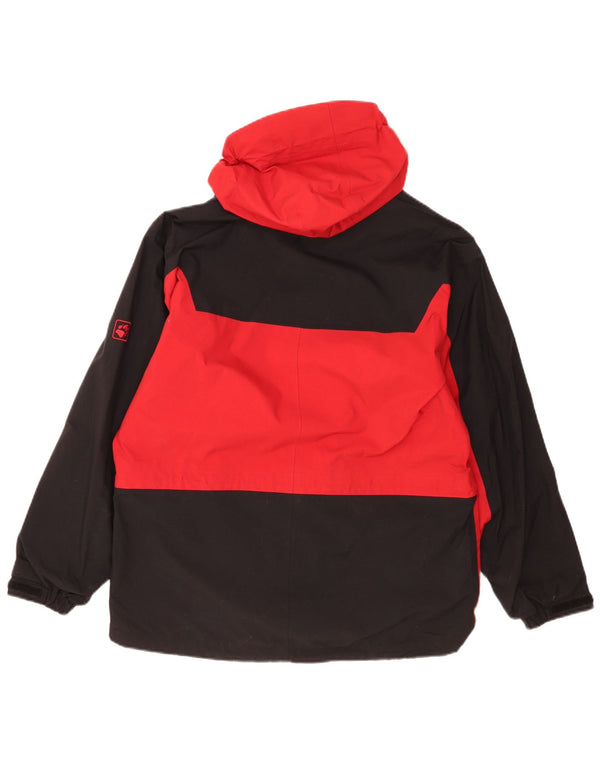 Giacca antipioggia da uomo Jack Wolfskin vestibilità ampia con cappuccio UK 34 Small Red Colourblock
