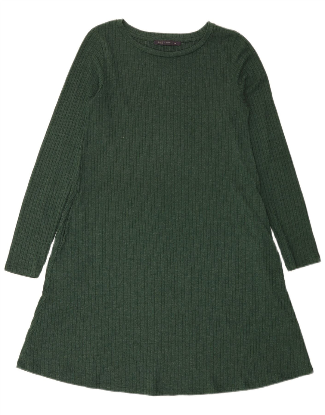 Abito maglione a maniche lunghe da donna Marks & Spencer UK 8 piccolo poliestere verde