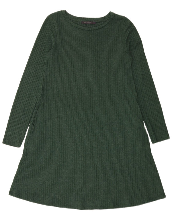 Abito maglione a maniche lunghe da donna Marks & Spencer UK 8 piccolo poliestere verde