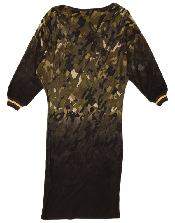 Desigual Abito maglione da donna con maniche a 3/4 UK 10 Small Green Camouflage
