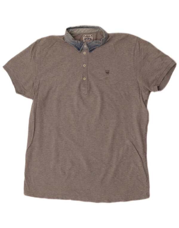 Polo da uomo Diesel 2XL in cotone color block grigio