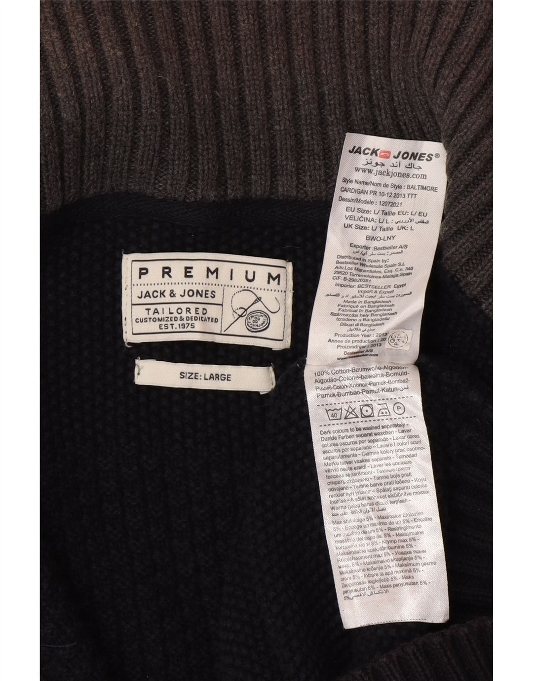 Maglione cardigan da uomo Jack & Jones grande cotone nero