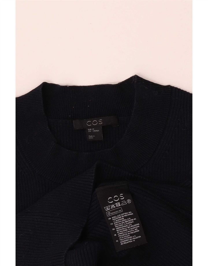 Maglione maglione collo alto da donna Cos UK 12 Cotone medio blu navy
