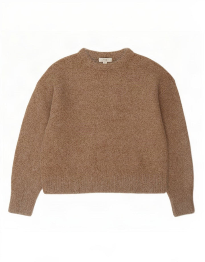 Maglione maglione girocollo da donna Marks & Spencer UK 14 Lana beige medio