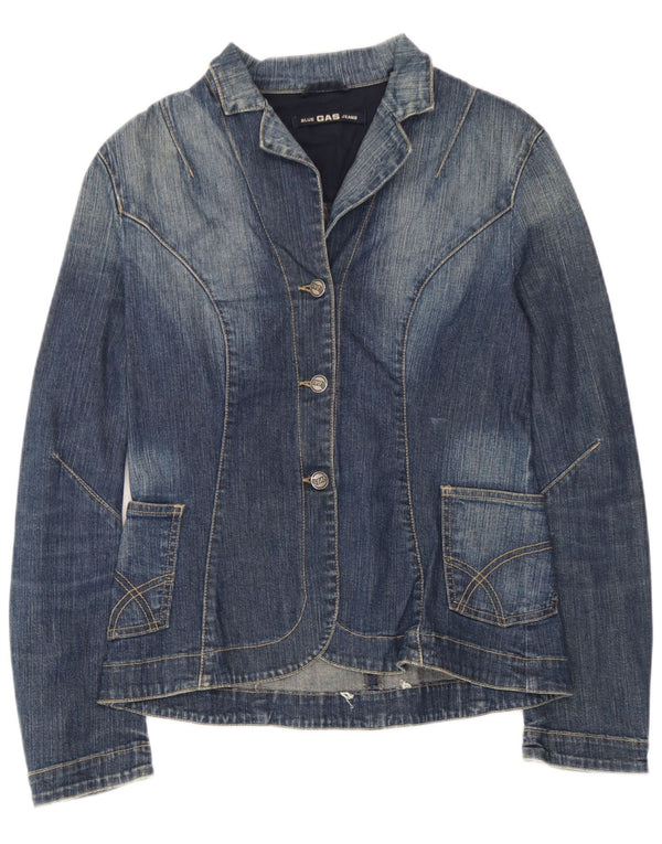 Giacca blazer in denim a 3 bottoni da donna Gas UK 12 Cotone blu medio
