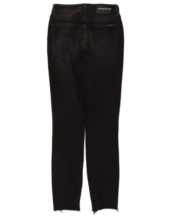 Jeans skinny invecchiati da donna Calvin Klein W26 L27 cotone nero