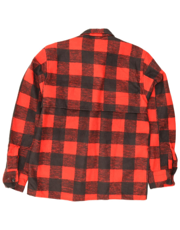 Camicia da uomo vintage in flanella, grande cotone a quadri rossi