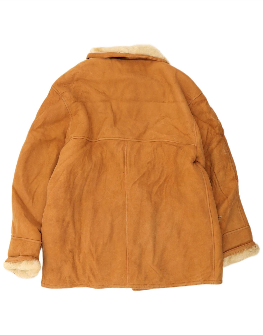 Giubbotto shearling vintage da donna IT 46 grande in pelle marrone