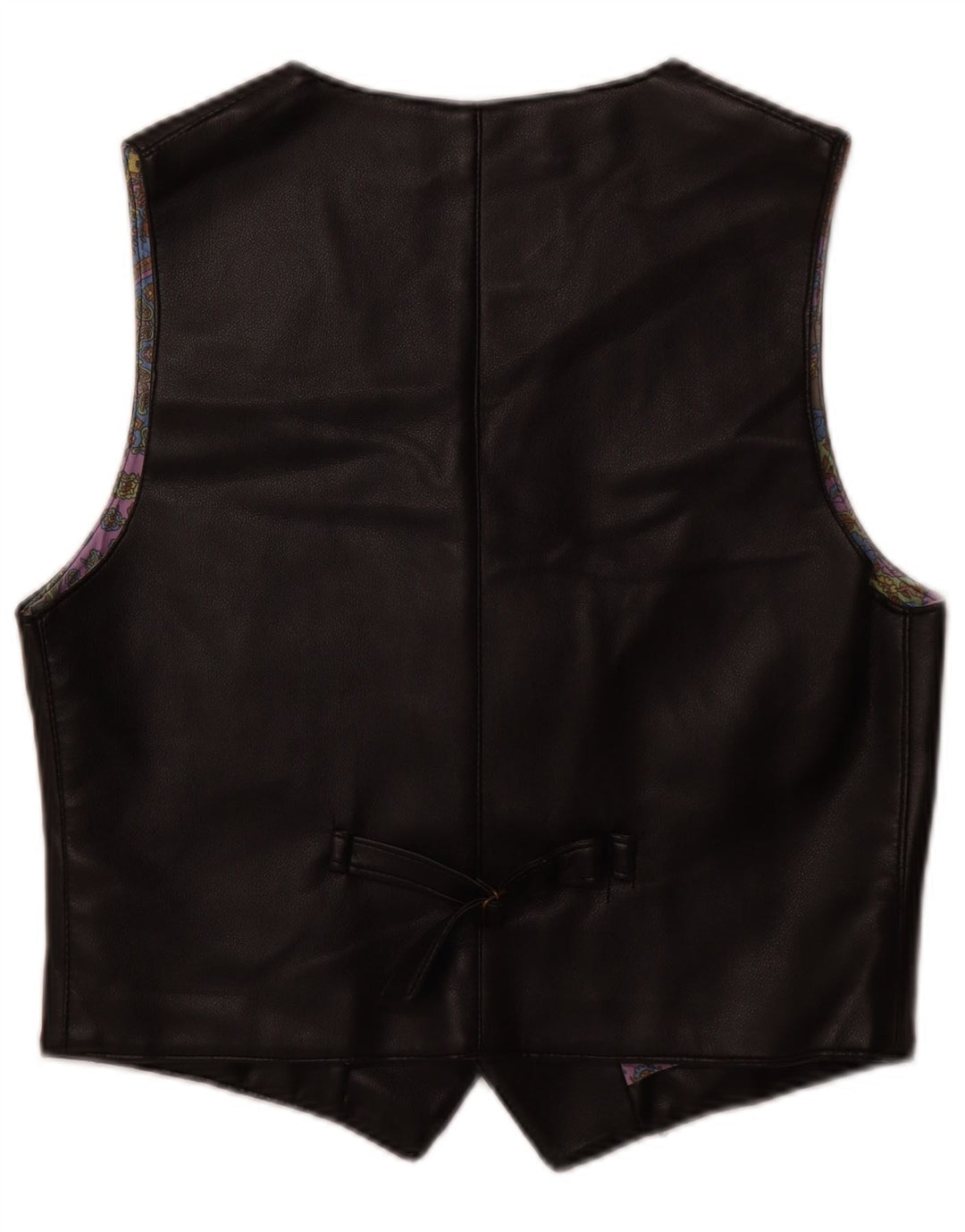 VINTAGE Mens Leather Waistcoat Medium Black