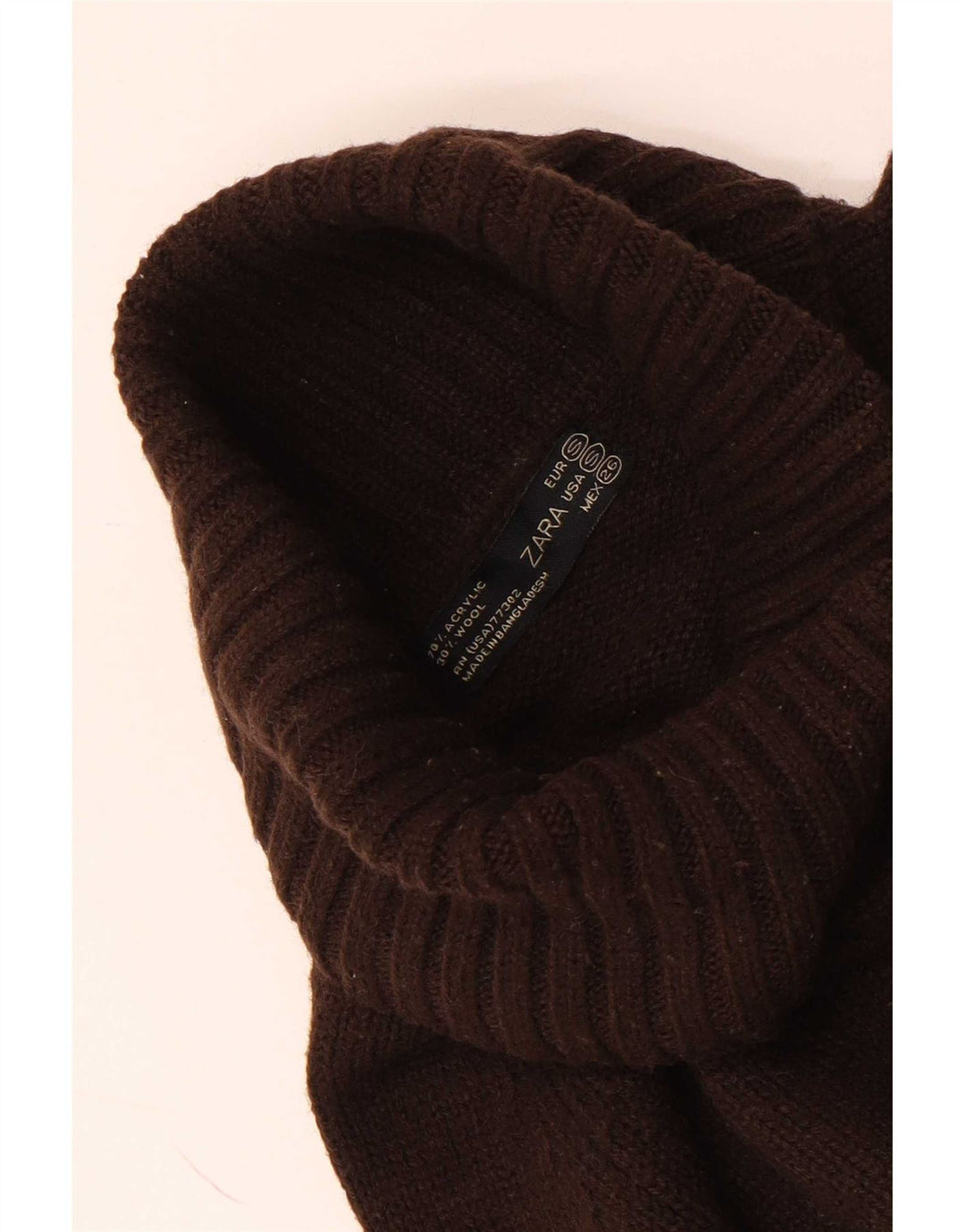 Maglione maglione collo alto da donna Zara UK 10 piccolo acrilico marrone