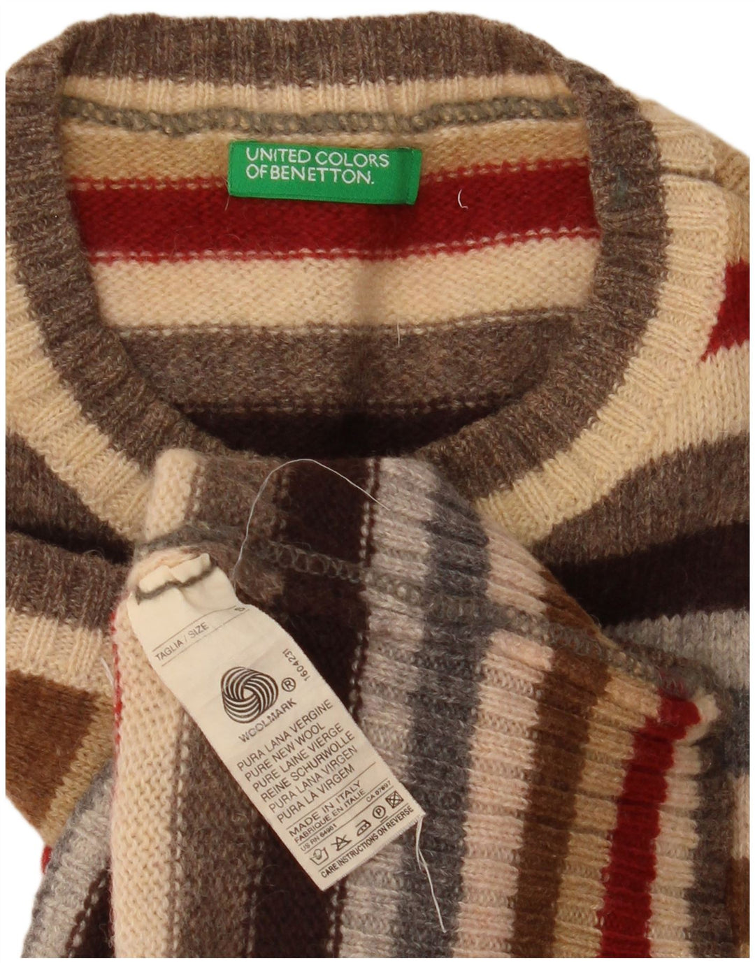 Canotta corta da donna Benetton Canotta piccola in lana vergine a righe multicolore