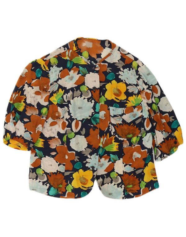 Camicetta vintage da donna con maniche a 3/4 UK 14 floreale multicolore medio
