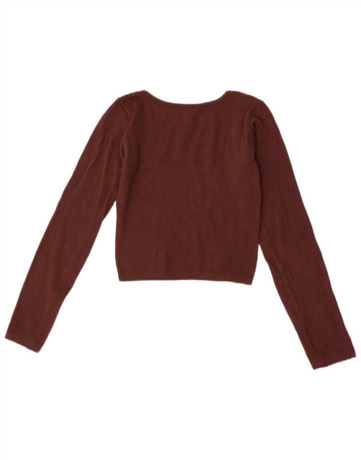 Top corto da donna Zara a maniche lunghe UK 4 XS marrone poliammide