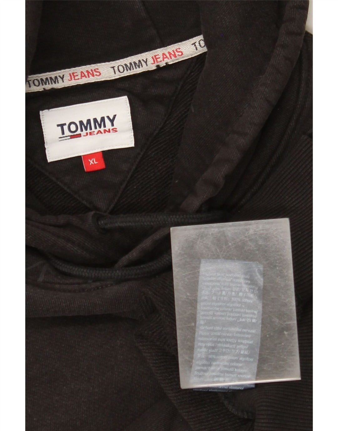 TOMMY HILFIGER Felpa con cappuccio grafica da uomo XL in cotone nero