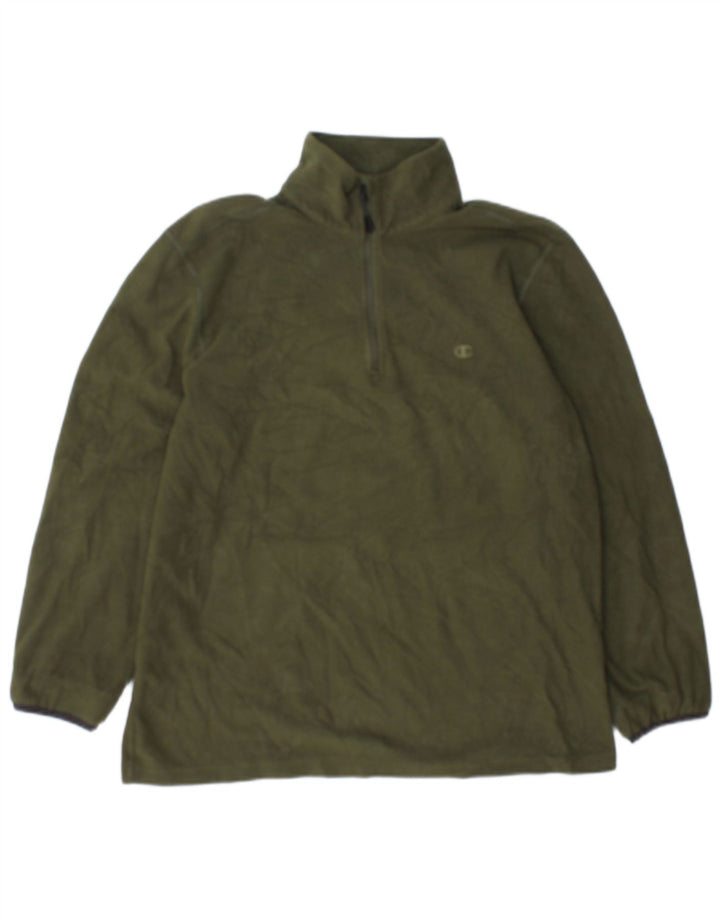 Maglione in pile da uomo con zip e collo Champion, grande, in poliestere kaki