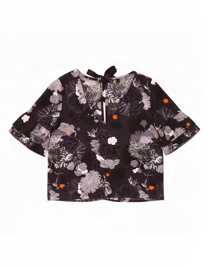 Topshop Camicetta oversize da donna Top UK 6 XS Poliestere floreale nero