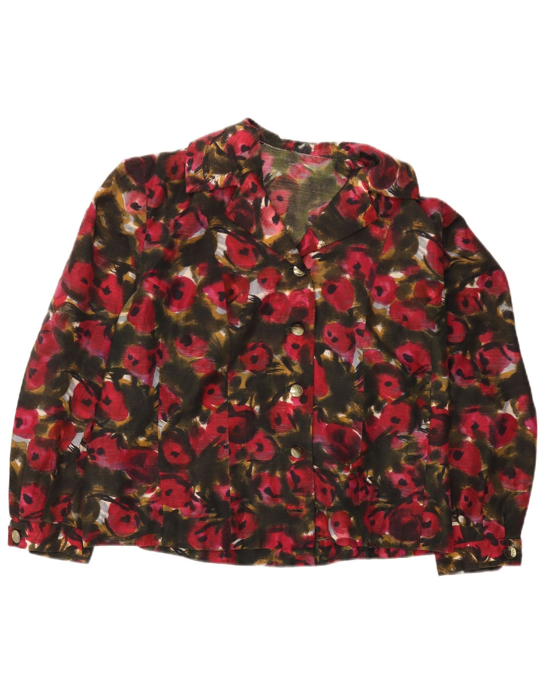 Camicetta camicia vintage da donna UK 16 grande floreale multicolore