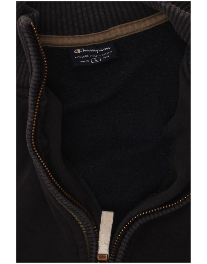 Felpa Champion da uomo con zip e collo, maglione grande, blu navy
