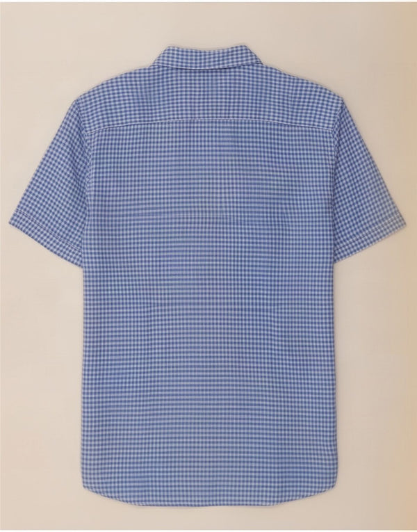 Crew Clothing Mens Short Sleeve Shirt Medium Blue Gingham Linen