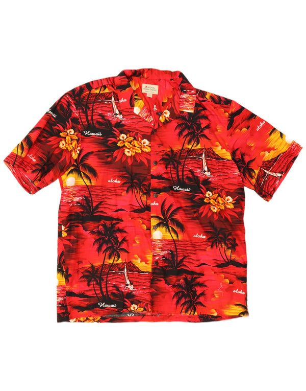 Camicia a maniche corte grafica da uomo Royal Hawaiian Creations 2XL rossa hawaiana