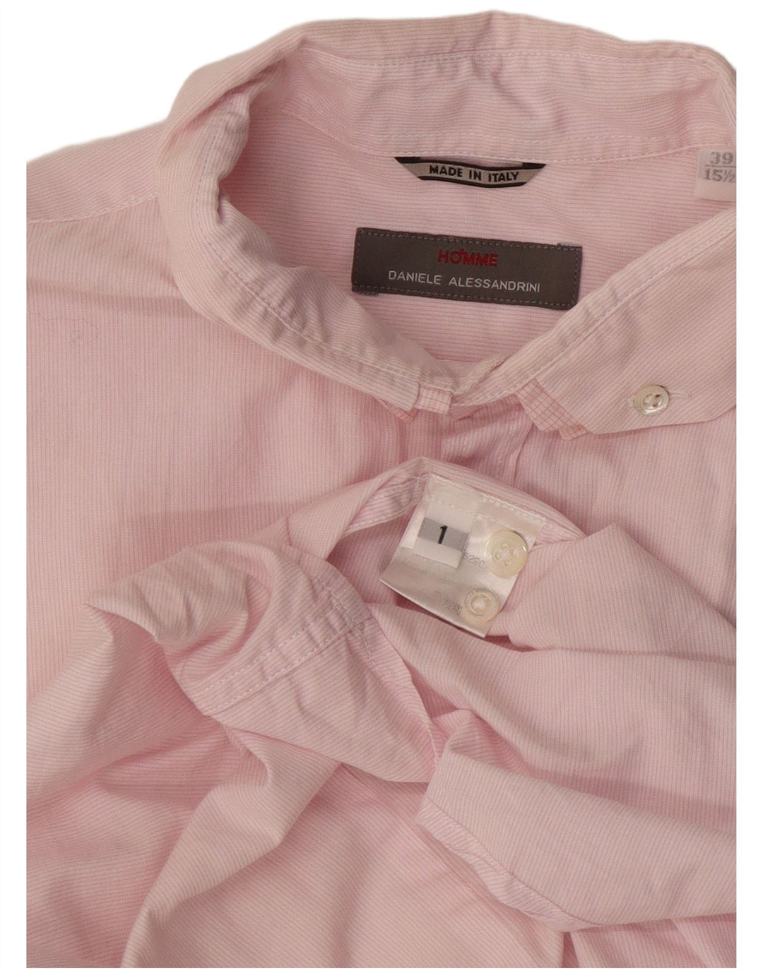 Camicia da uomo Daniele Alessandrini Taglia 39 15 1/2 Gessato rosa medio