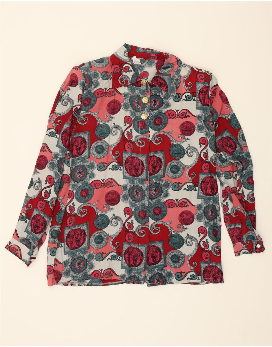 VINTAGE Womens Abstract Pattern Shirt Blouse IT 48 XL Multicoloured Vintage Vintage and Second-Hand Vintage from Messina Hembry 