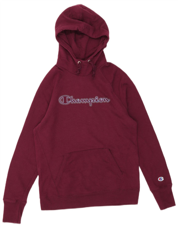 Felpa con cappuccio grafica da uomo Champion, piccola, in poliestere bordeaux