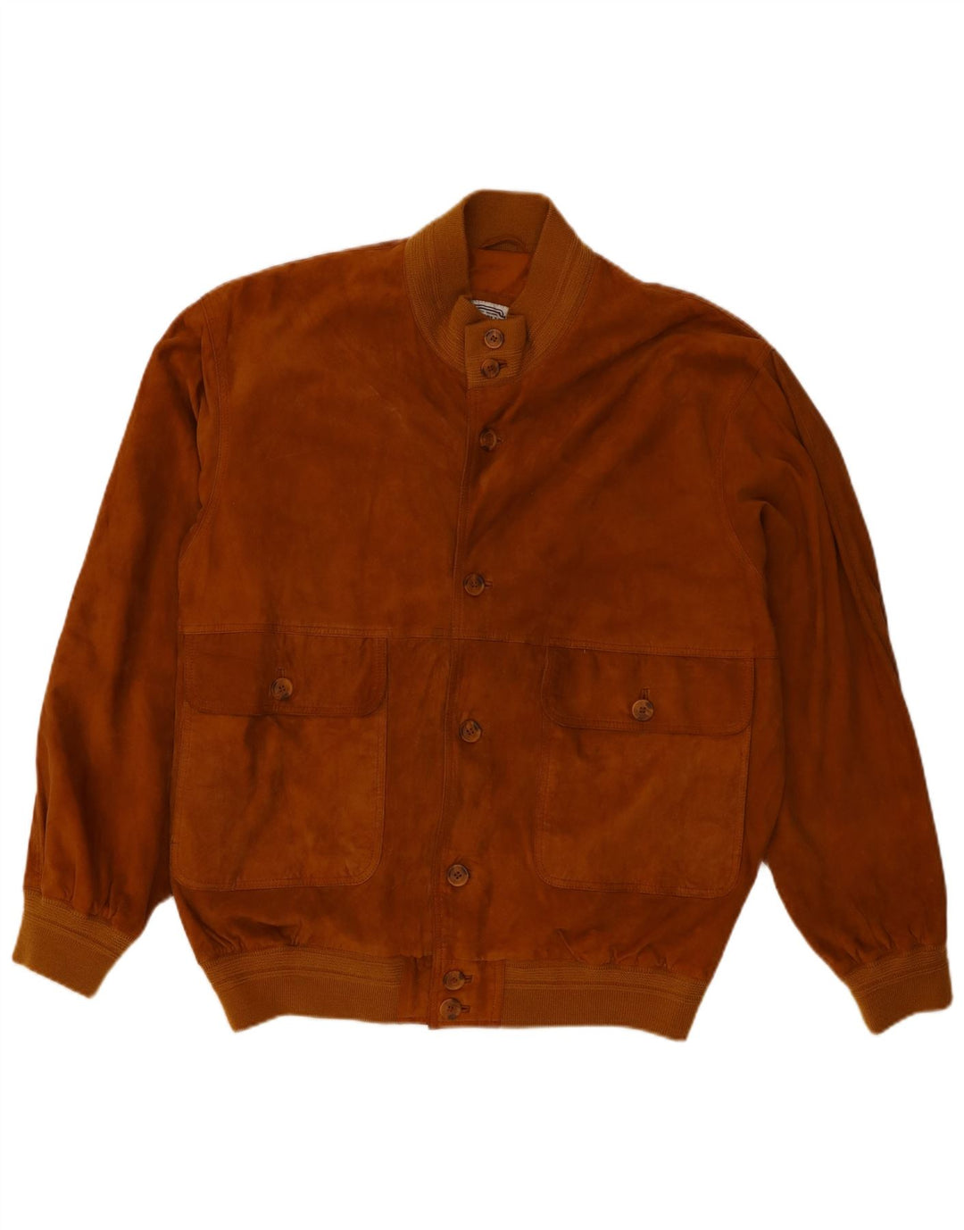 Giubbotto bomber in pelle scamosciata vintage da uomo UK 40 grande in pelle marrone