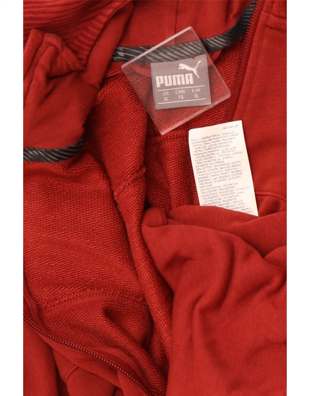 Felpa con cappuccio e zip PUMA da uomo XL in cotone rosso sportivo