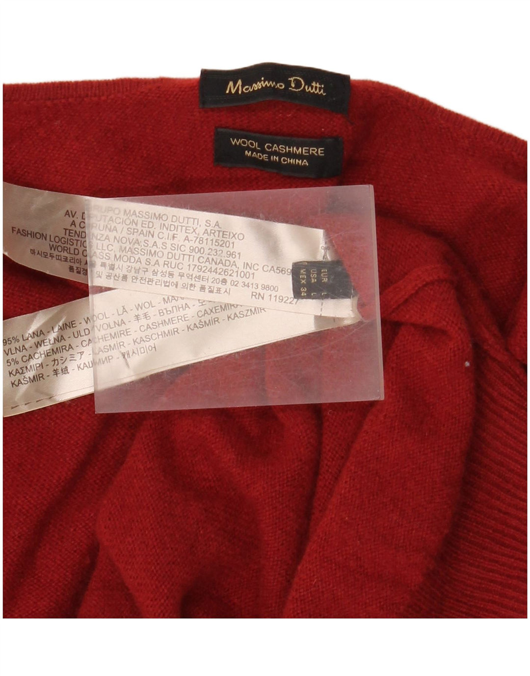 MASSIMO DUTTI Maglione da donna con scollo a V UK 14 Grande lana rossa