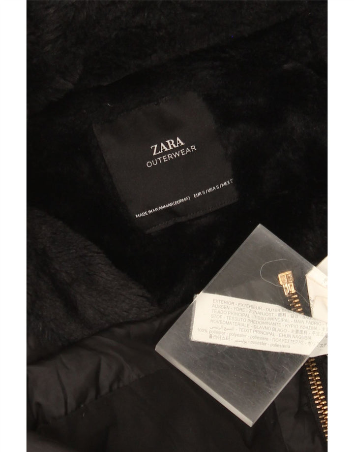 Giacca imbottita con cappuccio da donna Zara UK 10 piccola poliestere nero
