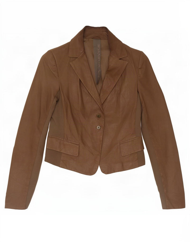 Giacca Blazer in Pelle da Donna a 2 Bottoni Patrizia Pepe IT 44 Marrone Medio